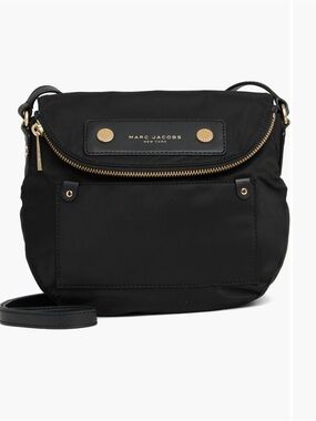 Marc Jacobs Black Nylon Crossbody with Gold Hardware Accents